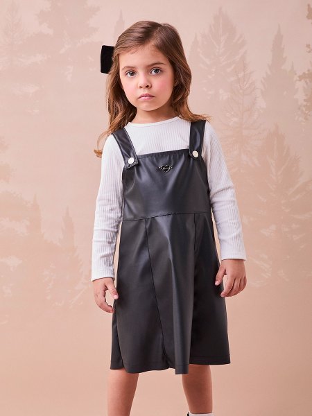 Conjunto Preto Fake Leather