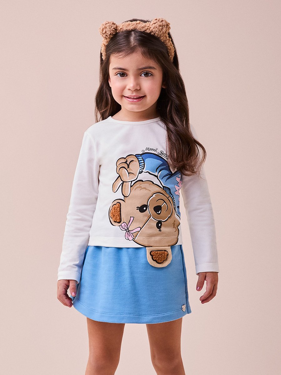 Conjunto Azul com Estampa de Ursinha