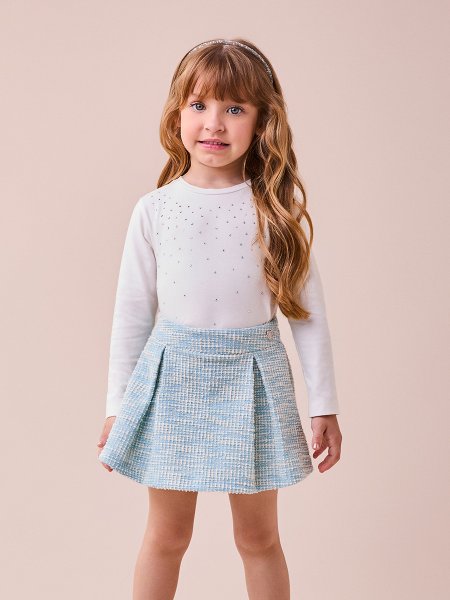 Conjunto de Tweed Azul com Strass