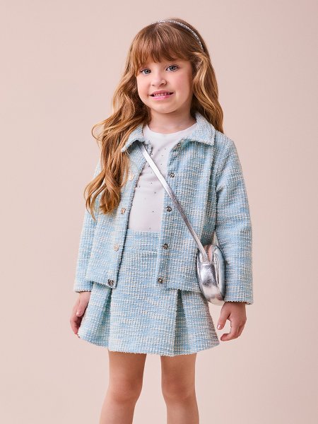 Casaco de Tweed Azul com Brilho