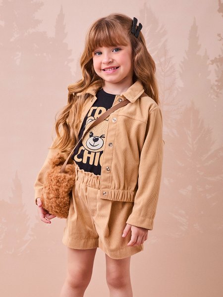 Jaqueta Bomber Veludo Cotelê Bege