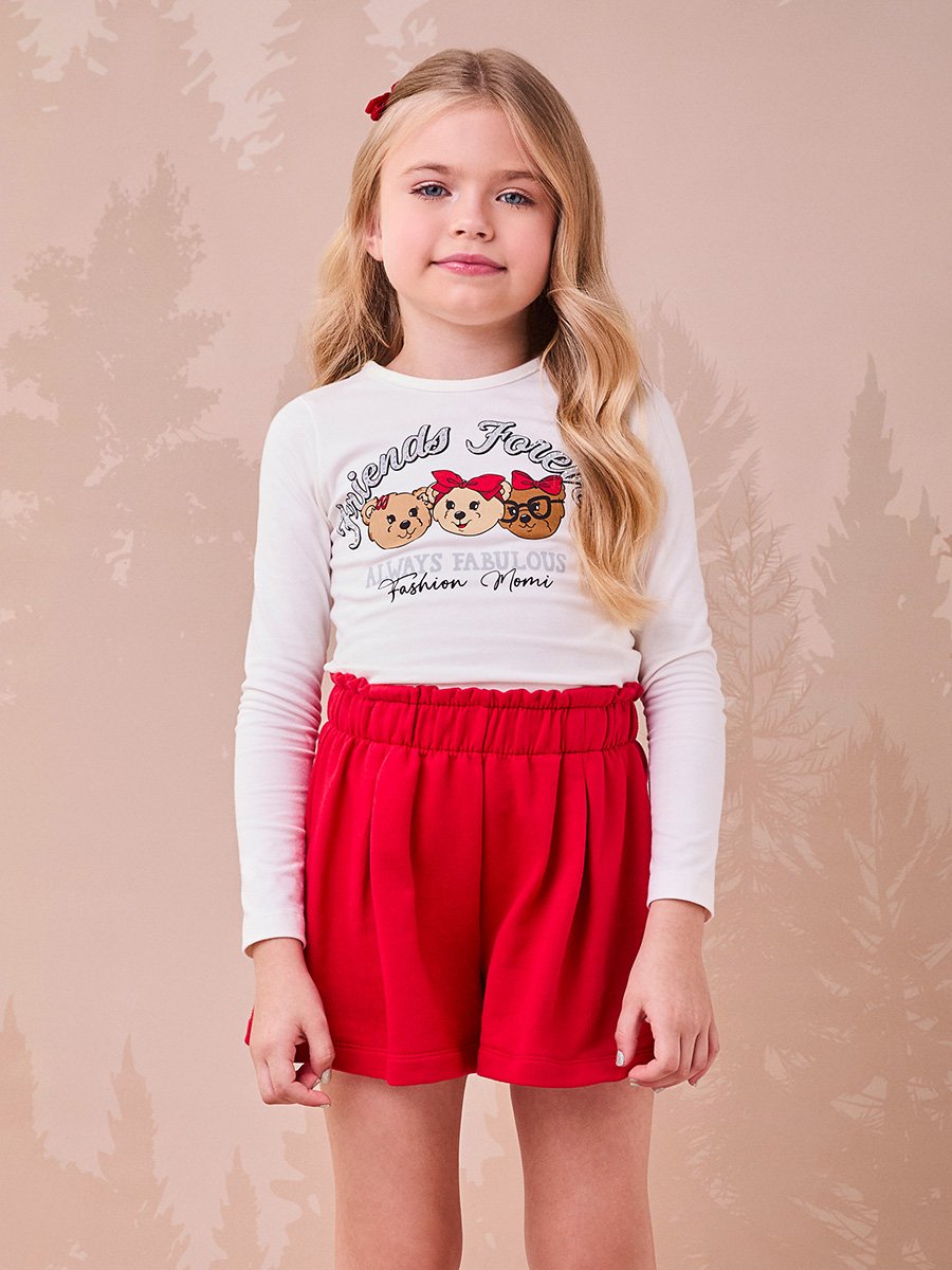 Vestido Vermelho de Urso com Laço 3D