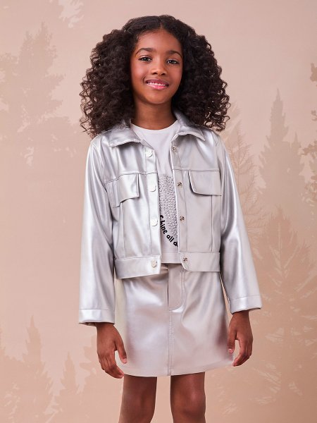 Jaqueta Fake Leather Metalizada