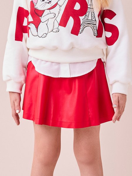 Saia Fake Leather Vermelha com Pingente