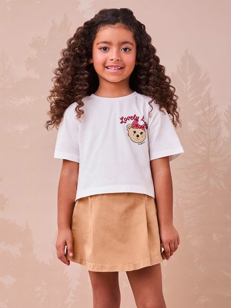 Blusa Off White com Estampa de Ursinha