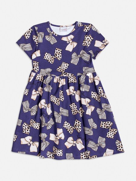 Vestido Marinho com Estampa de Laços