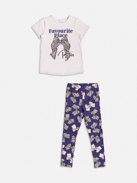 Conjunto Manga Curta com Strass e Laços