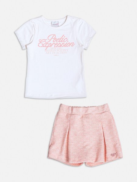 Conjunto Manga Curta de Tweed com Strass