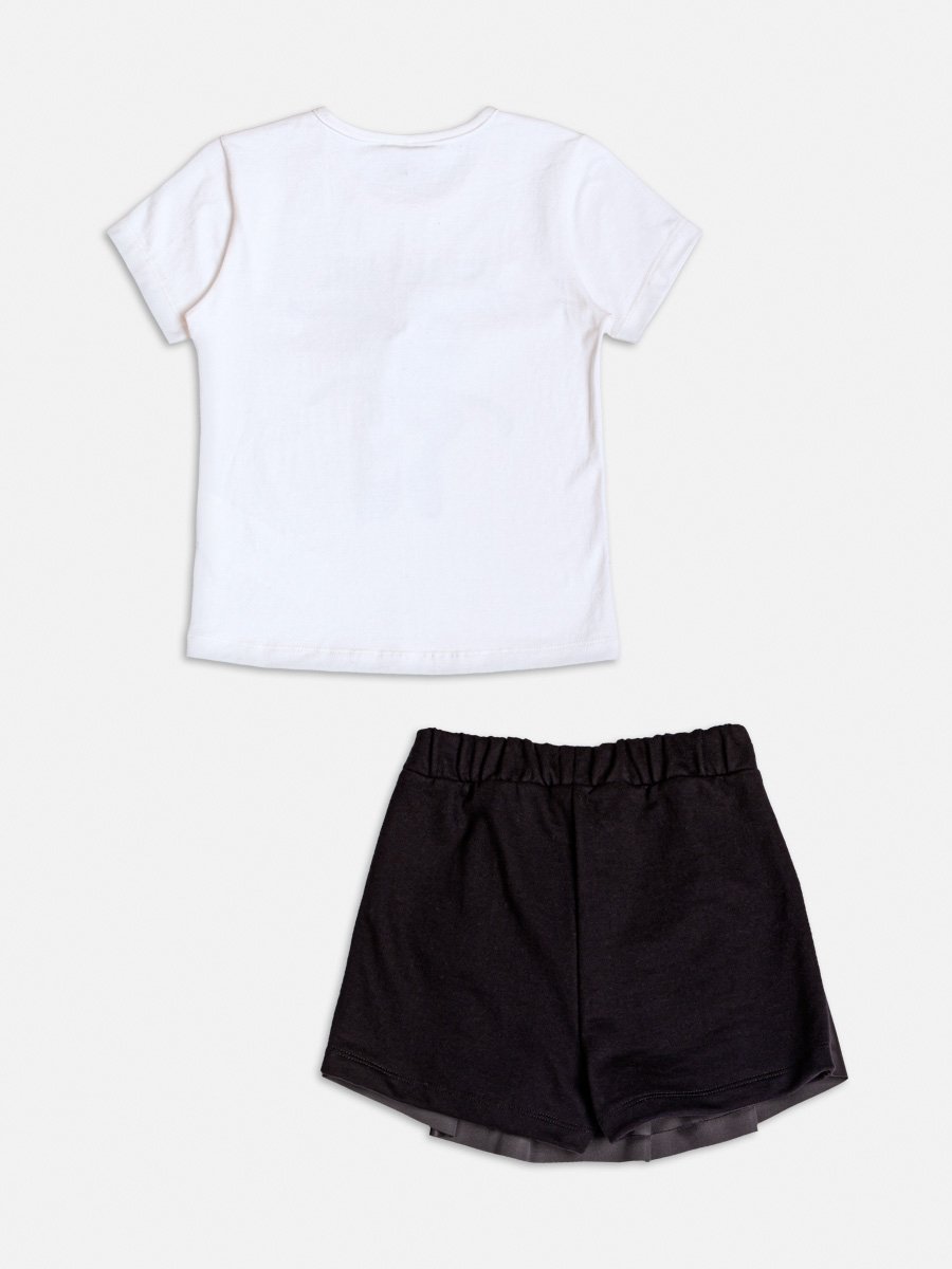 Conjunto Manga Curta Preto com Laço