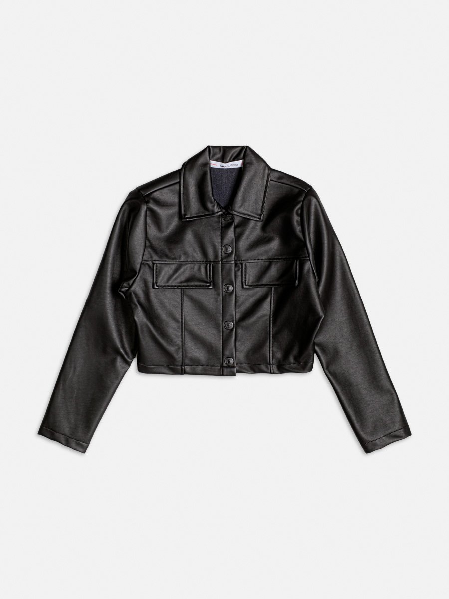 Jaqueta Fake Leather com Recortes
