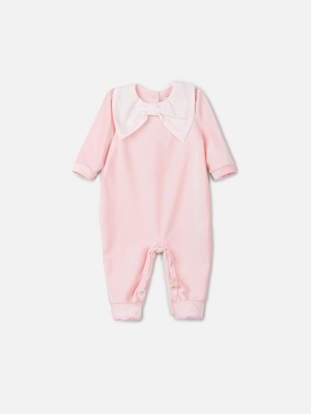 Macacão Rosa Cotelê com Gola Laço