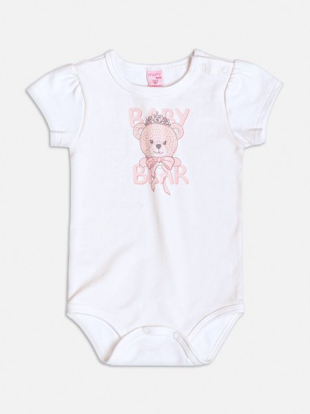 Body Manga Curta com Ursinho Glam