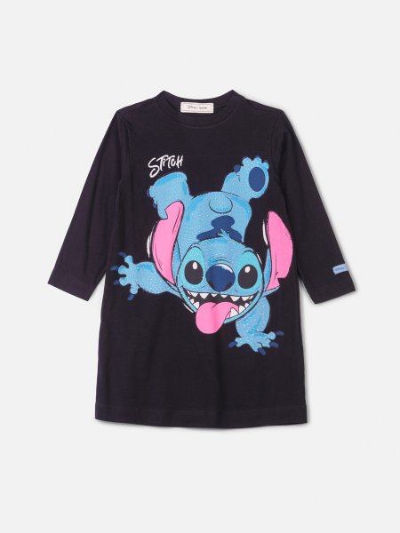 Vestido Manga Longa do Stitch com Strass
