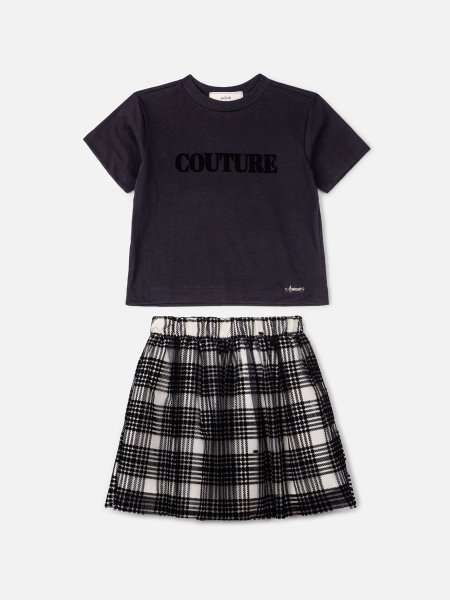 Conjunto Preto em Tule Flocado