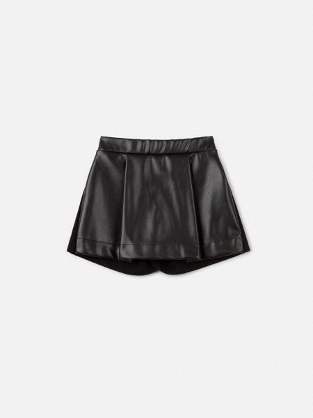 Short Saia de Fake Leather e Moletom