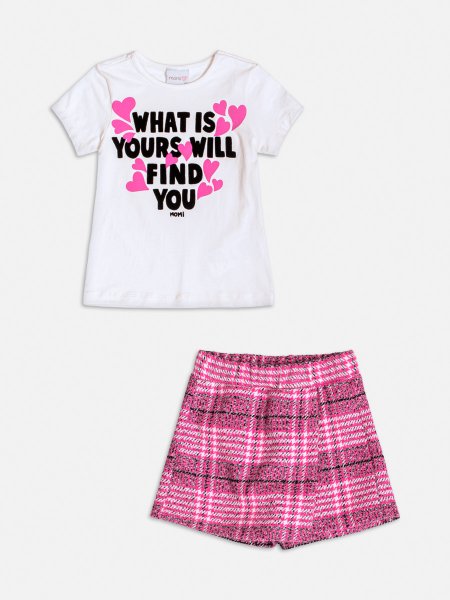 Conjunto Manga Curta de Tweed Xadrez