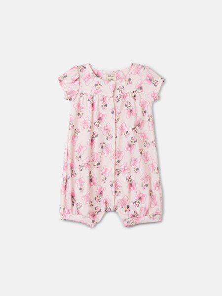 Macacão Manga Curta Rosa da Minne Mouse