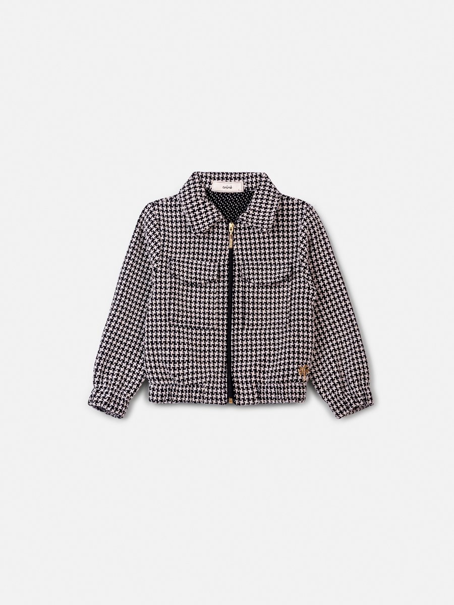 Jaqueta de Tweed Preto e Branco Jaqueta de Tweed Preto e Branco