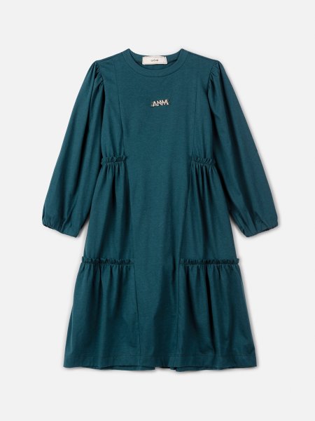 Vestido Manga Bufante com Babados