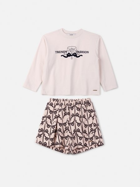 Conjunto Off Manga Longa com Laços