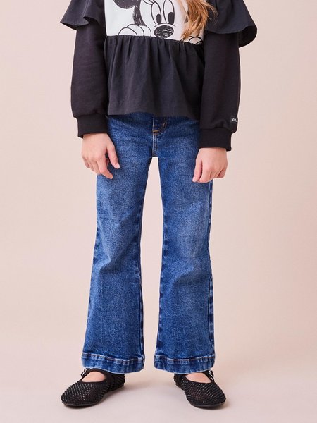 Calça Jeans Wide Leg com Pingente