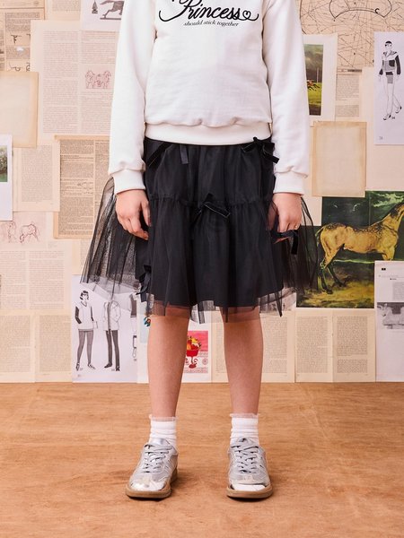 Saia de Tulê Preto com Lacinhos