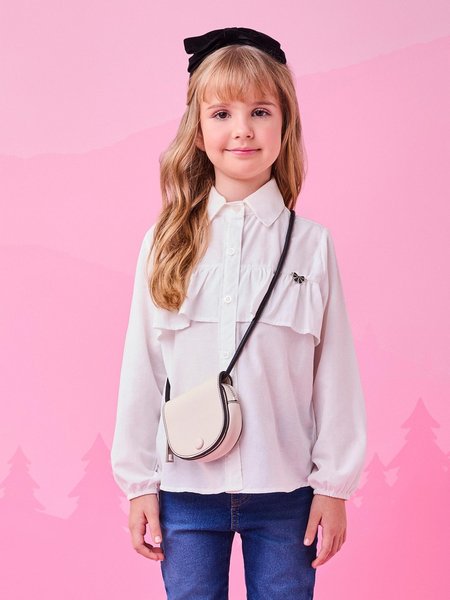 Camisa Manga Longa com Babados na Frente