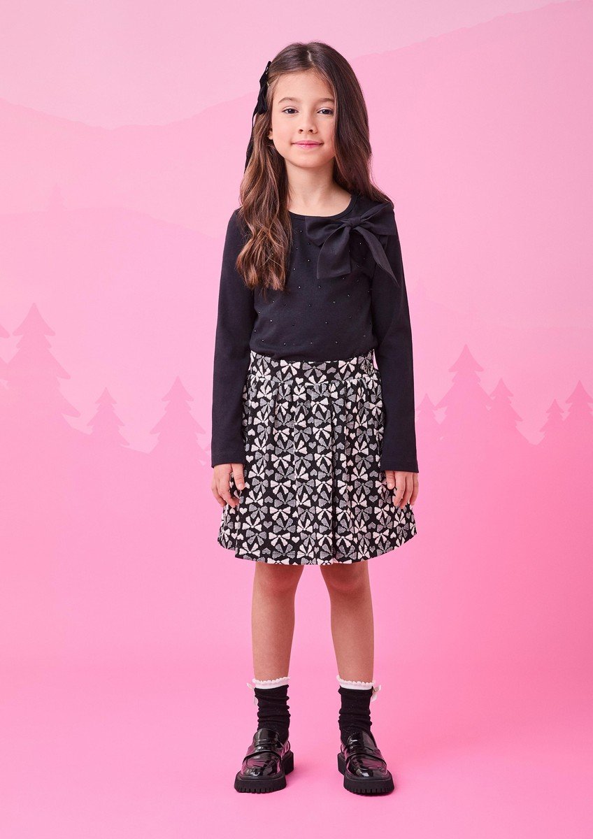 Conjunto de Jacquard com Laço e Strass