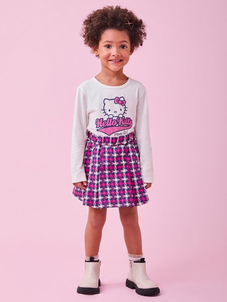 Conjunto Pied Poule da Hello Kitty com Strass