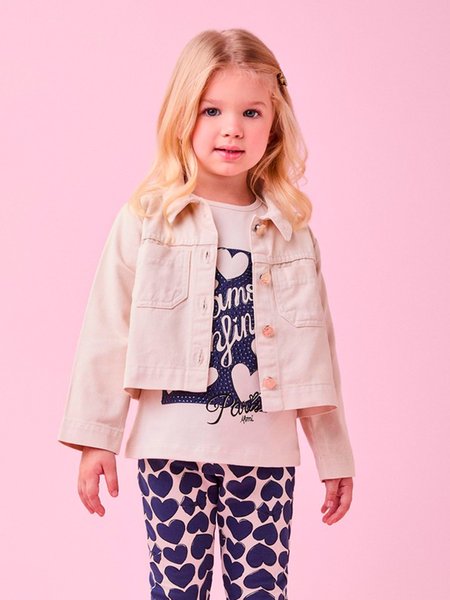 Jaqueta de Sarja com Bolsos Bege