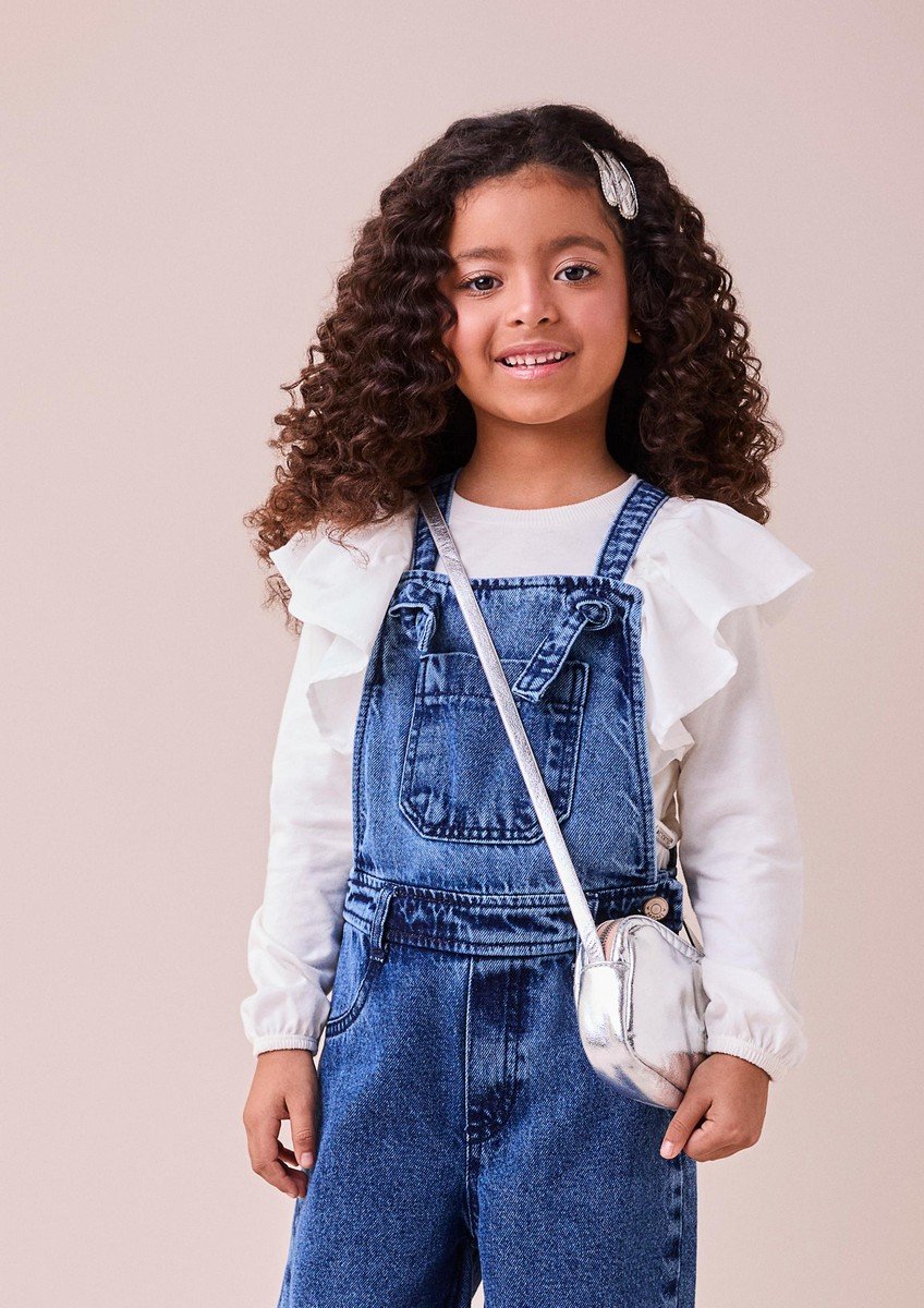 Jardineira Jeans Pantalona