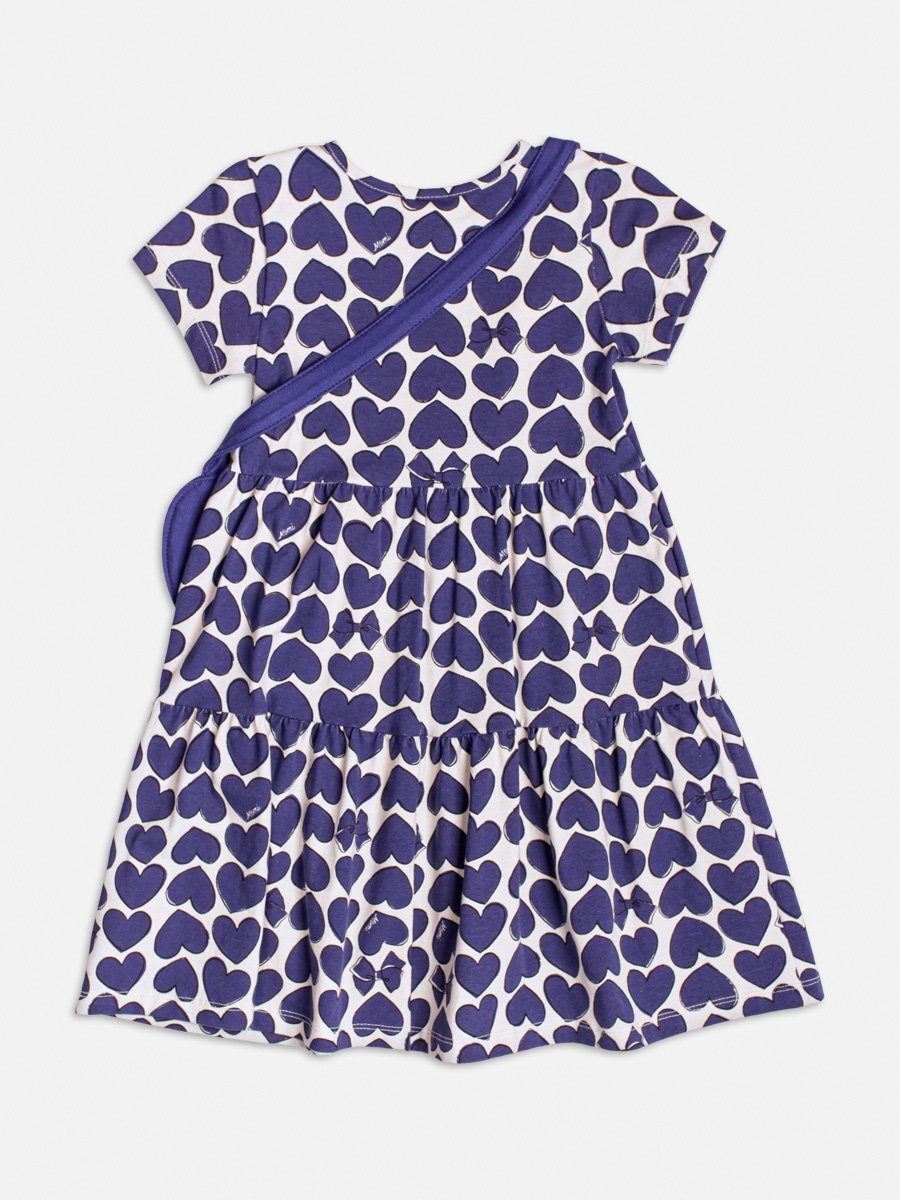 Vestido Manga Curta com Corações