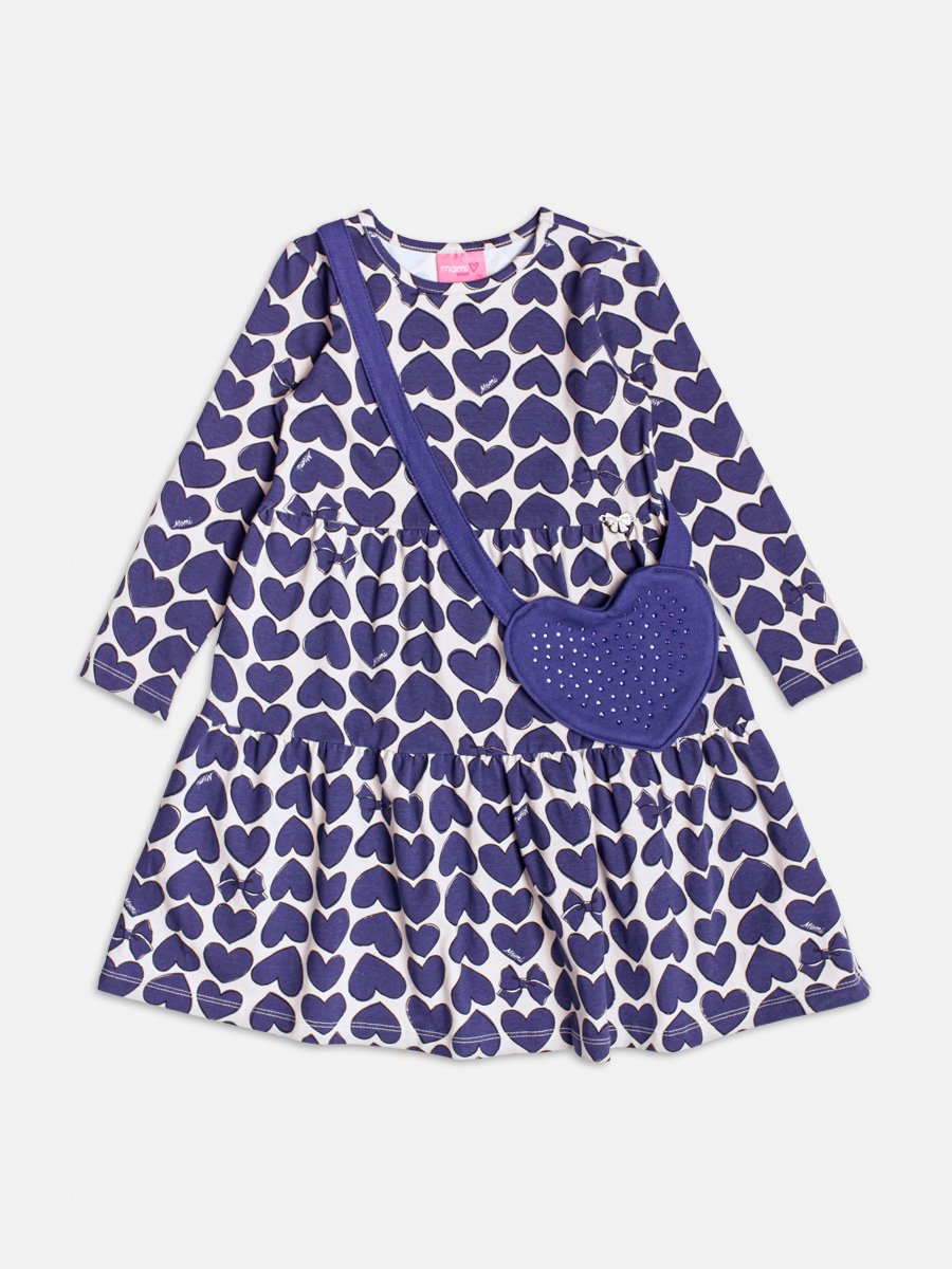 Vestido Manga Longa com Corações
