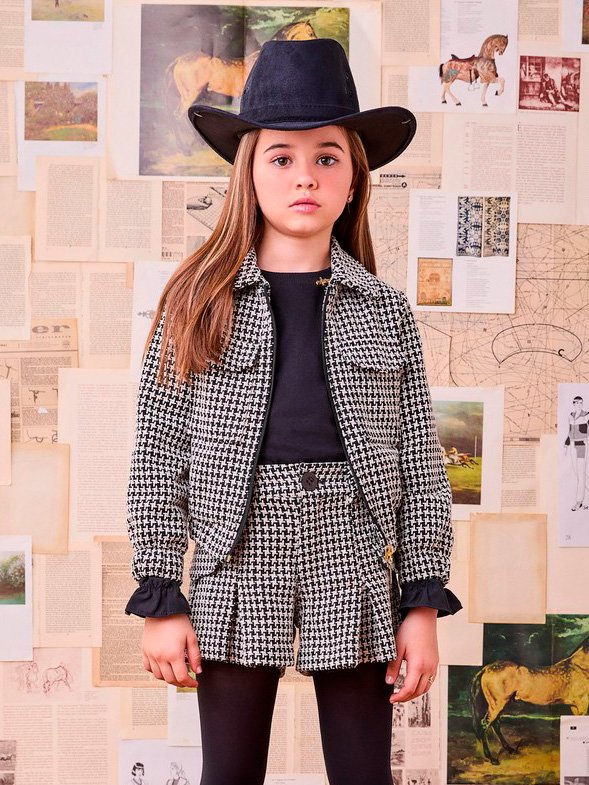 Jaqueta de Tweed Preto e Branco