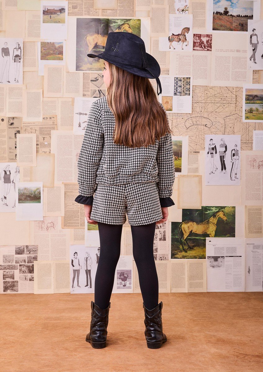 Jaqueta de Tweed Preto e Branco