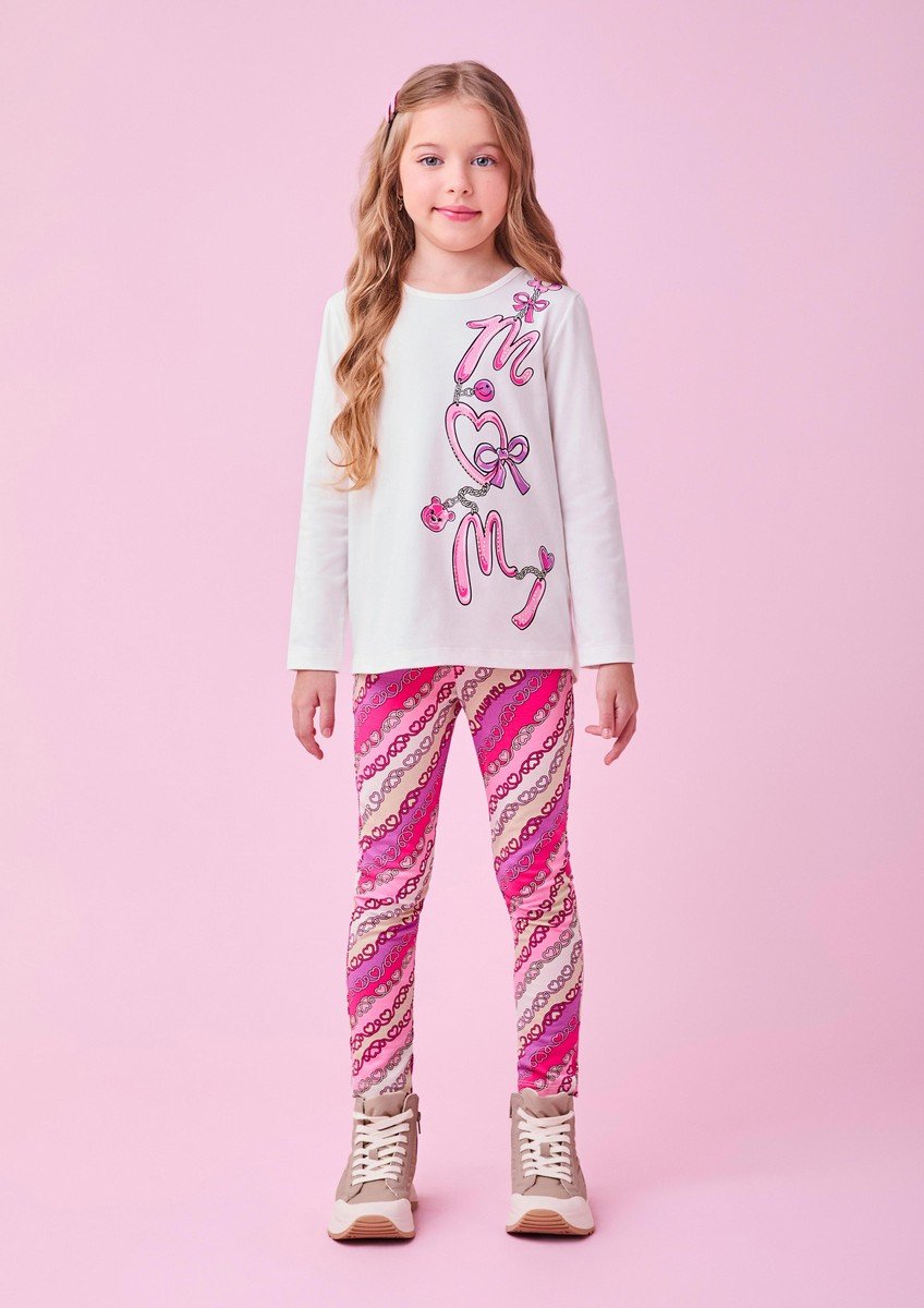 Conjunto Off Listrado da Hello Kitty