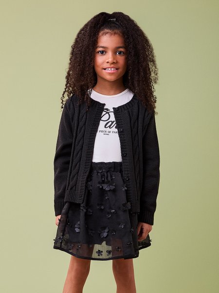 Casaco Preto de Tricot Trançado