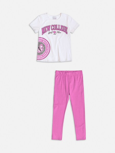 Conjunto Manga Curta College com Strass