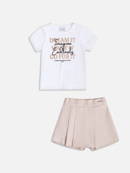 Conjunto Manga Curta de Lettering com Strass