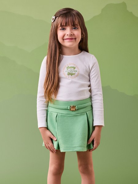 Conjunto Manga Longa Canelada com Lettering