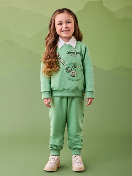 Conjunto Moletom Verde com Bolsinha