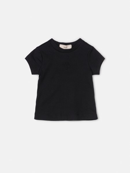 Blusa Preta Canelada com Bordado