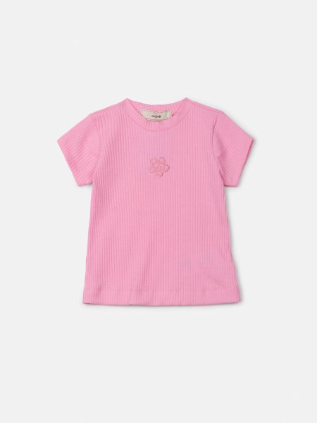 Blusa Rosa Canelada com Bordado