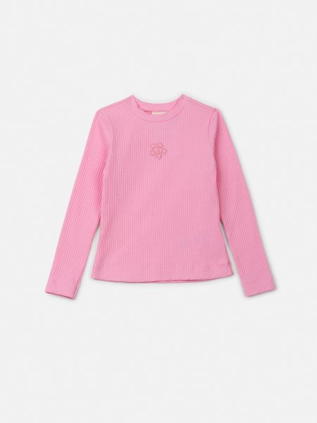 Blusa Rosa de Manga Longa com Bordado