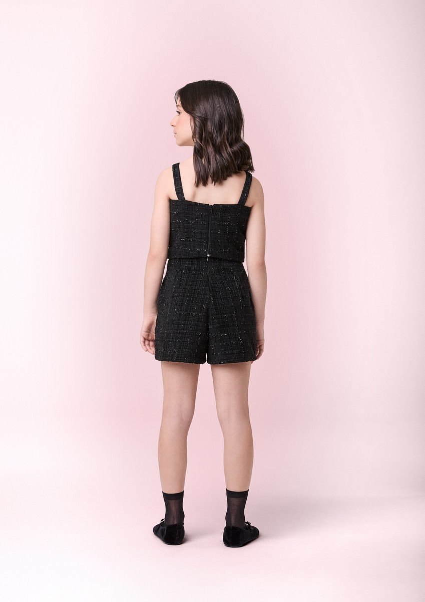 Short de Tweed Shine Preto
