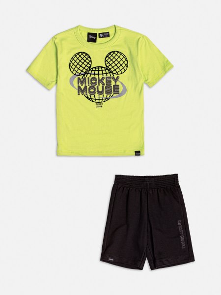 Conjunto Manga Curta Neon do Mickey