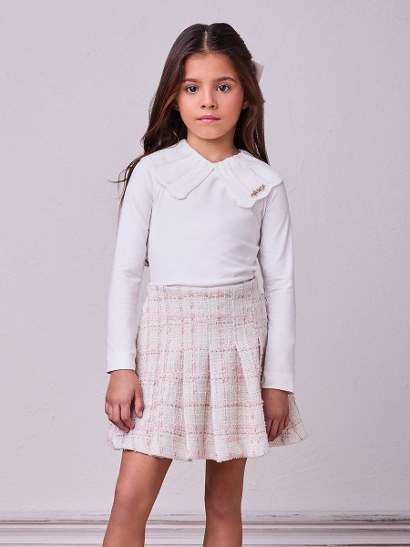 Conjunto de Tweed Shine Bege Claro