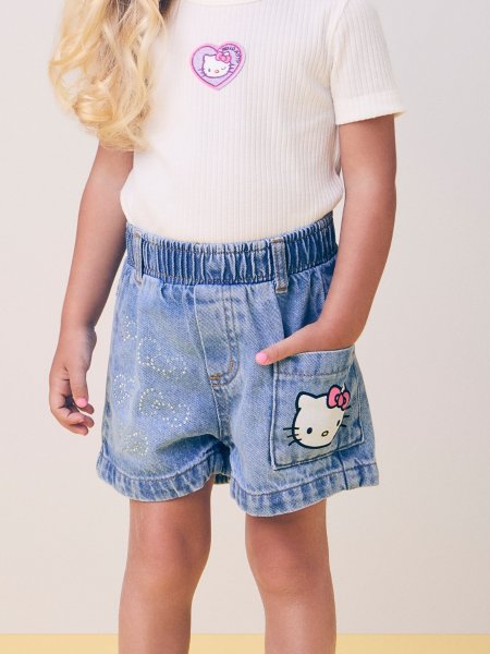Short Jeans da Hello Kitty com Strass