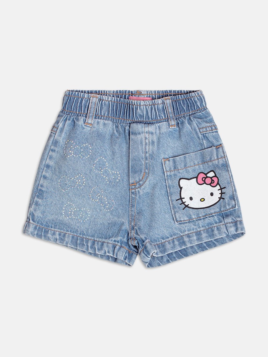 Short Jeans Azul da Hello Kitty com Strass