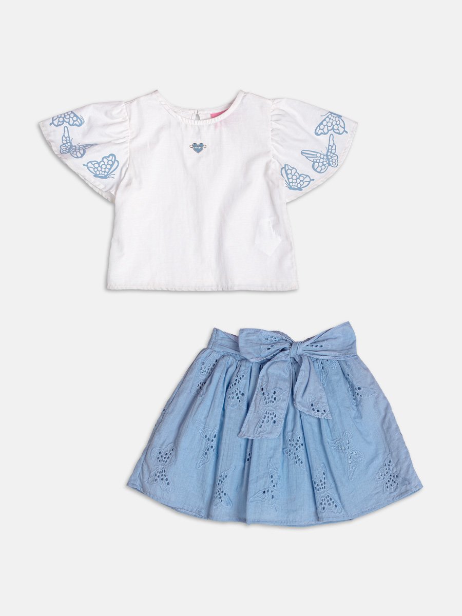 Conjunto Azul com Mangas Borboleta